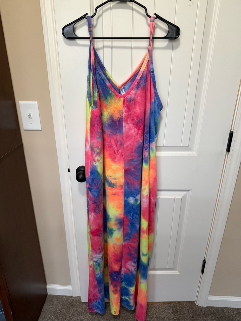 Zenana Outfitters Pink Blue Yellow Tie-Dye Slip Dress